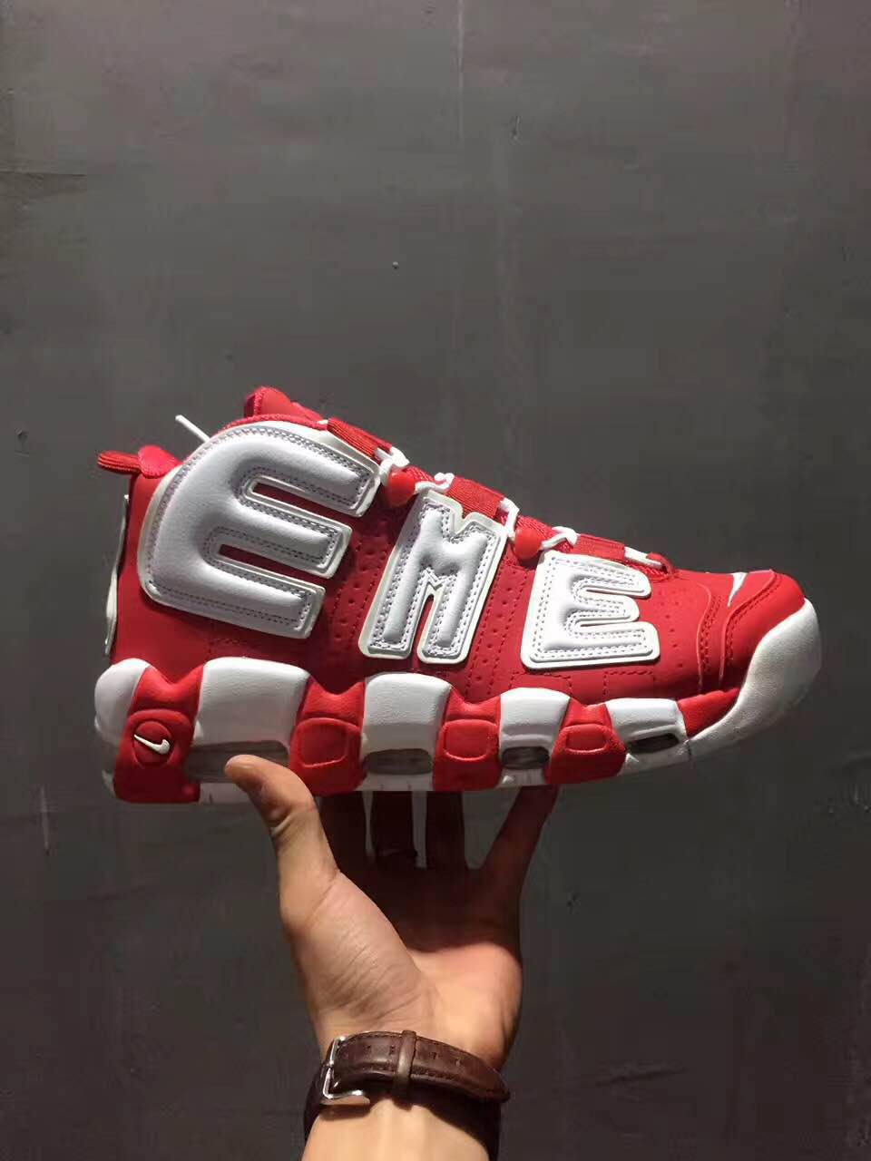 Sup Nike Air Uptempo Red White Shoes